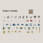 Tailors toolkit and sewing machine vintage line art stickers