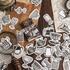 Tavern series barware sticker collection with wine bottles, glasses and bar accessories