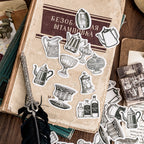 Vintage tavern sketch stickers featuring 38 hand-drawn barware and cocktail tools