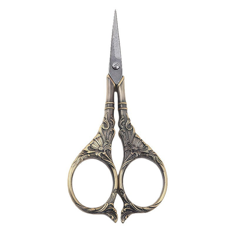 Teal bronze lily scissors with classic carved lily handles