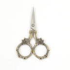 Teal bronze mini floral scissors, compact 9cm travel size