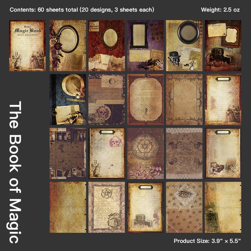 Magic Academy Collection - The Book of Magic Vintage Spell Book Paper