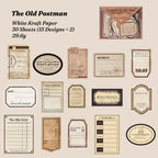 	The Old Postman sticker chart - 15 parcel tag and postage designs in sepia tones