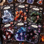 All six gothic witch sticker styles — flame, hedge, frost and more — shown together