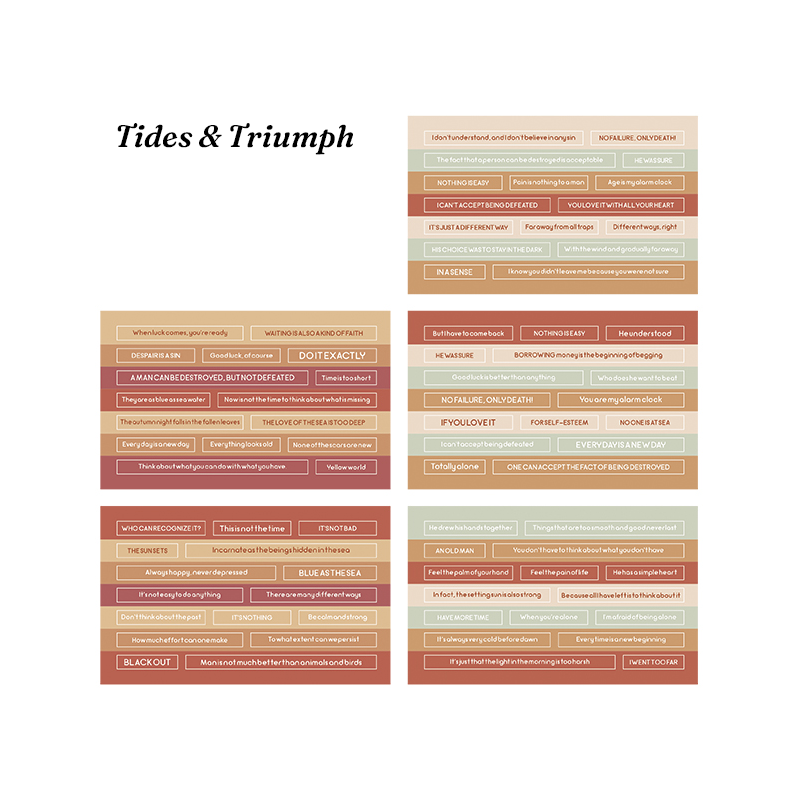 Tides and triumph vintage aesthetic literary phrase ephemera