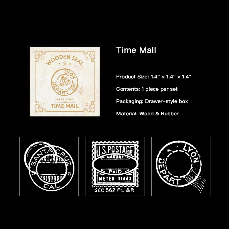 "Time Mall vintage wood stamp - vintage clock design for card making"