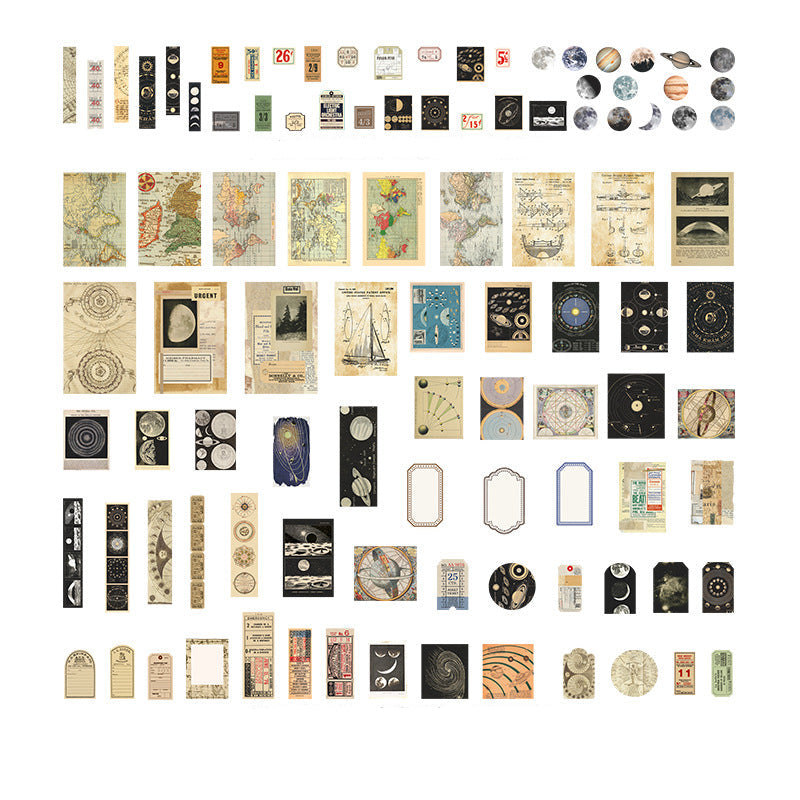 Time Remembered collection chart - all collage paper designs in muted tones grid