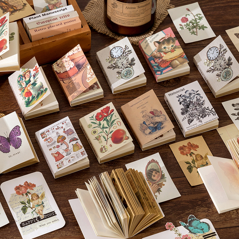 Dual-material vintage journal showing kraft and lightweight paper pages