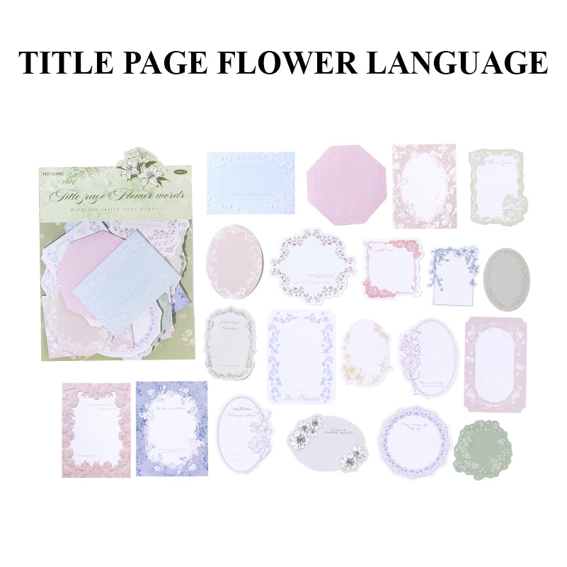 Title Page Flower Language letterpress ephemera - vintage botanical embossed paper design
