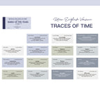 Traces of Time vintage ephemera labels with antique English text and timeworn aesthetic