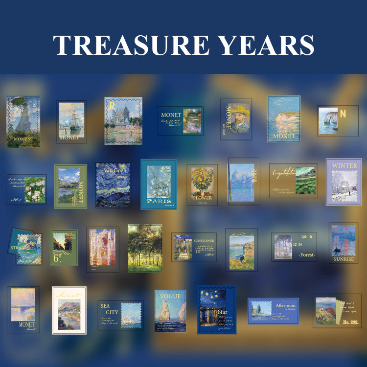 Treasure Years - Ukiyo-e vintage foil sticker design with romantic Japanese motifs