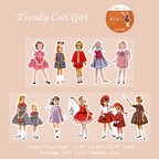 Trendy cool girl vintage fashion stickers with urban style for modern journaling projects
