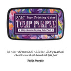 Tulip Purple Star Printing oil-based ink pad in floral case