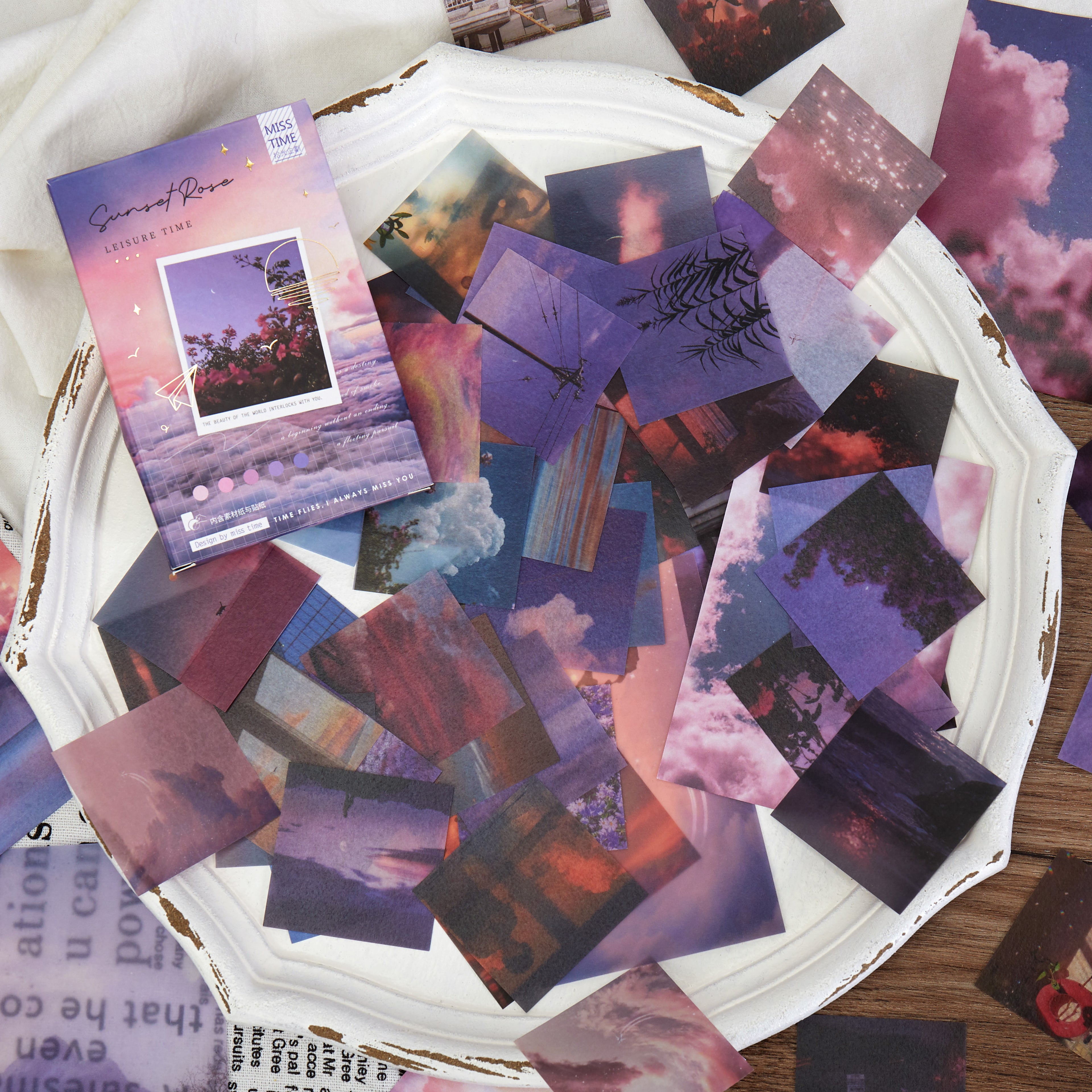 Twilight Rose design - vintage floral Paris washi stickers