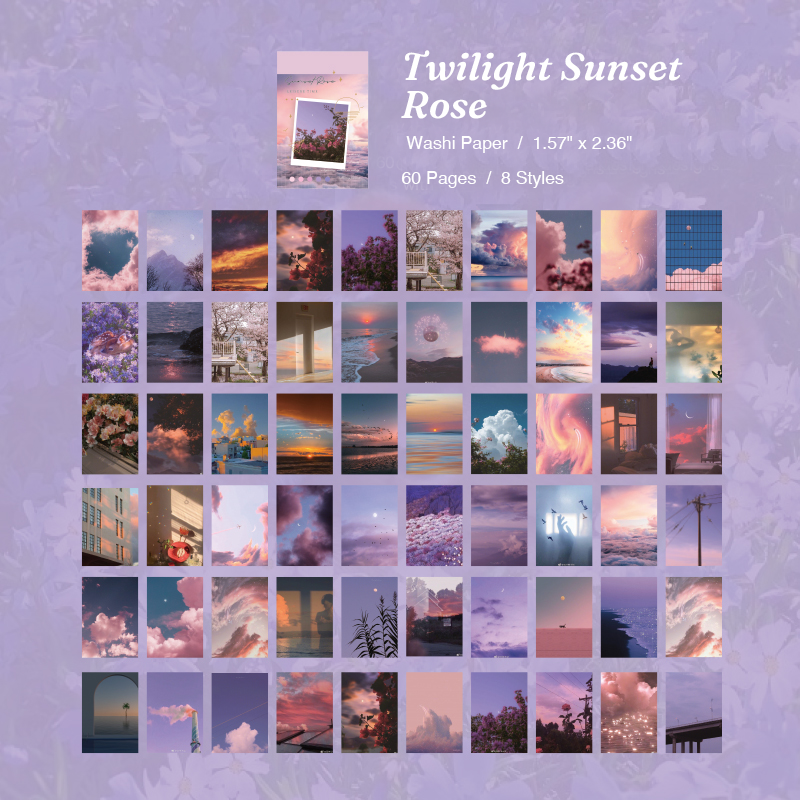 Twilight sunset rose purple aesthetic sticker pad