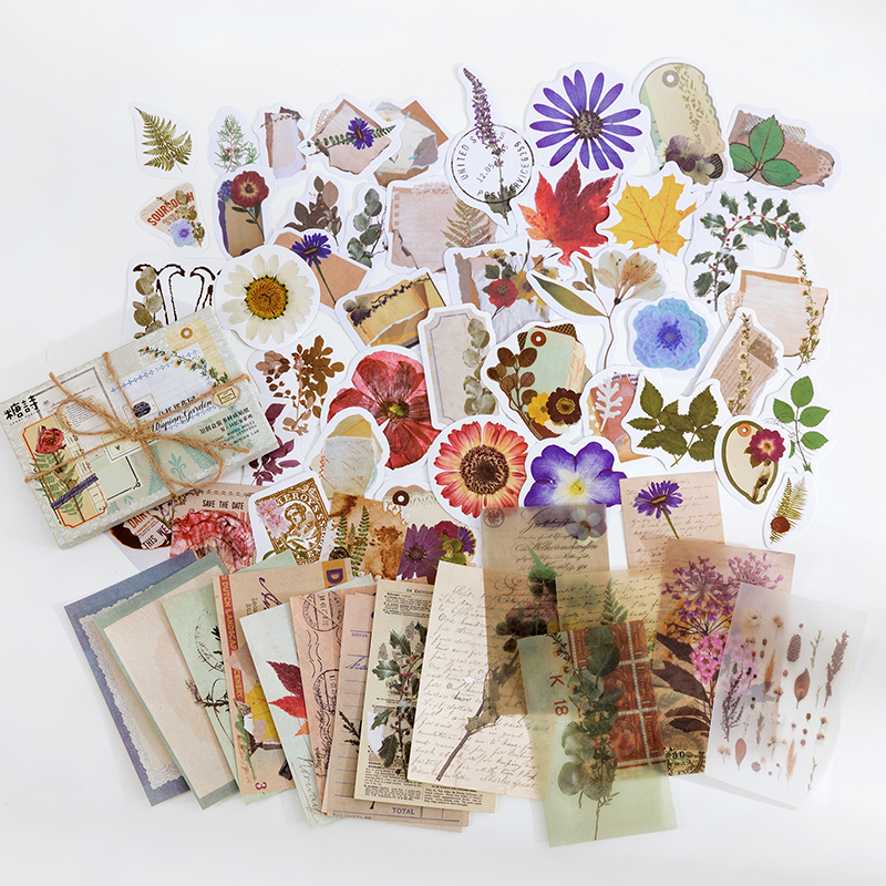 Utopia garden botanicals vintage mixed media sticker pack