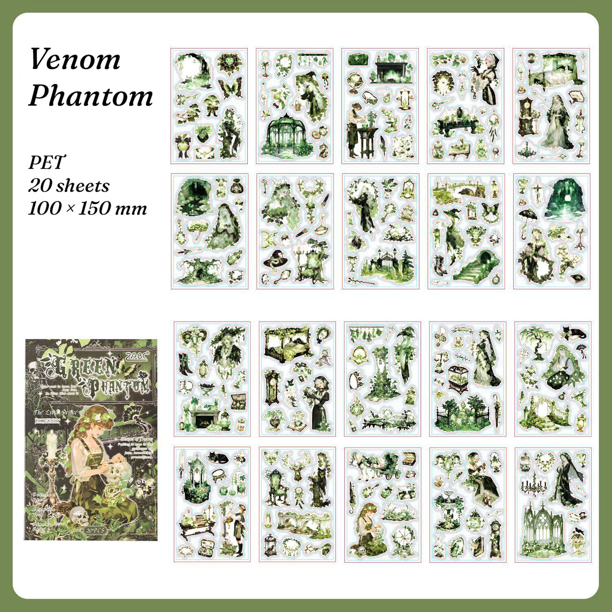 Thorn Chapel sticker book style 3 — Venom Phantom, 20 gothic PET sheets
