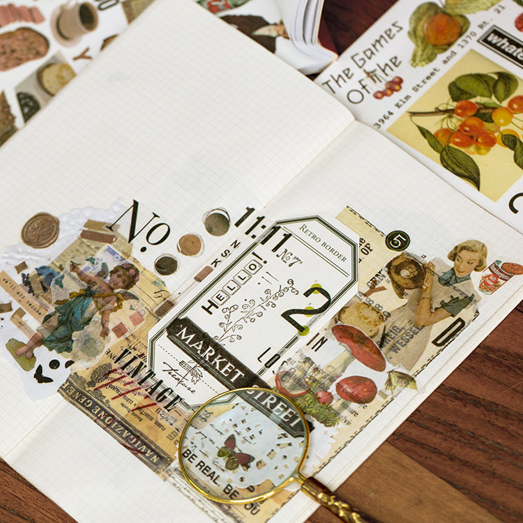 Vibrant Vintage Sticker Book for Journaling - 50 Unique Designs