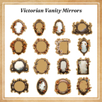 Antique ornate mirror frame stickers for photo layering