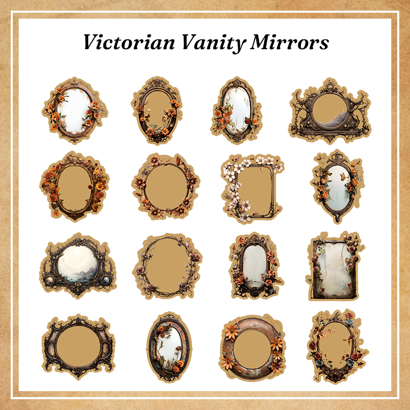 Antique ornate mirror frame stickers for photo layering