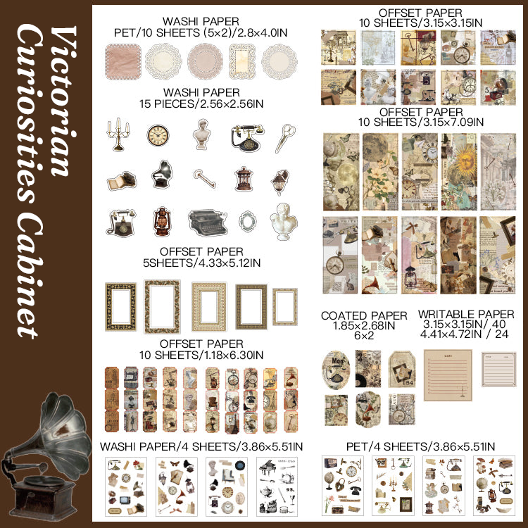 Victorian curiosities cabinet antique objects ephemera bundle