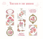 Victorian floral mirrors and pink roses vintage die-cut washi tape loop for royalcore journaling