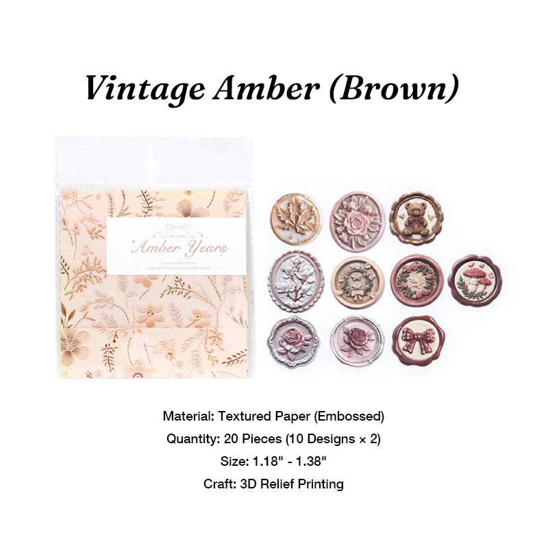Brown amber style vintage wax seal stickers for retro journaling and letters