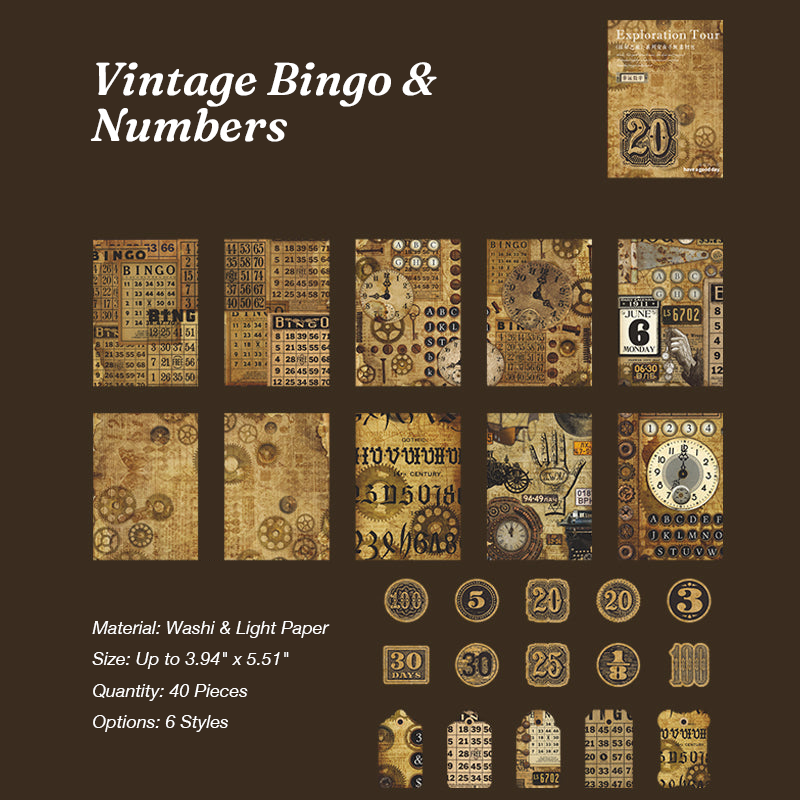 Vintage bingo and numbers antique ticket scrapbooking supplies