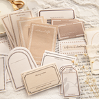 "Matchbox-style memo pad stickers featuring vintage borders and decorative patterns"