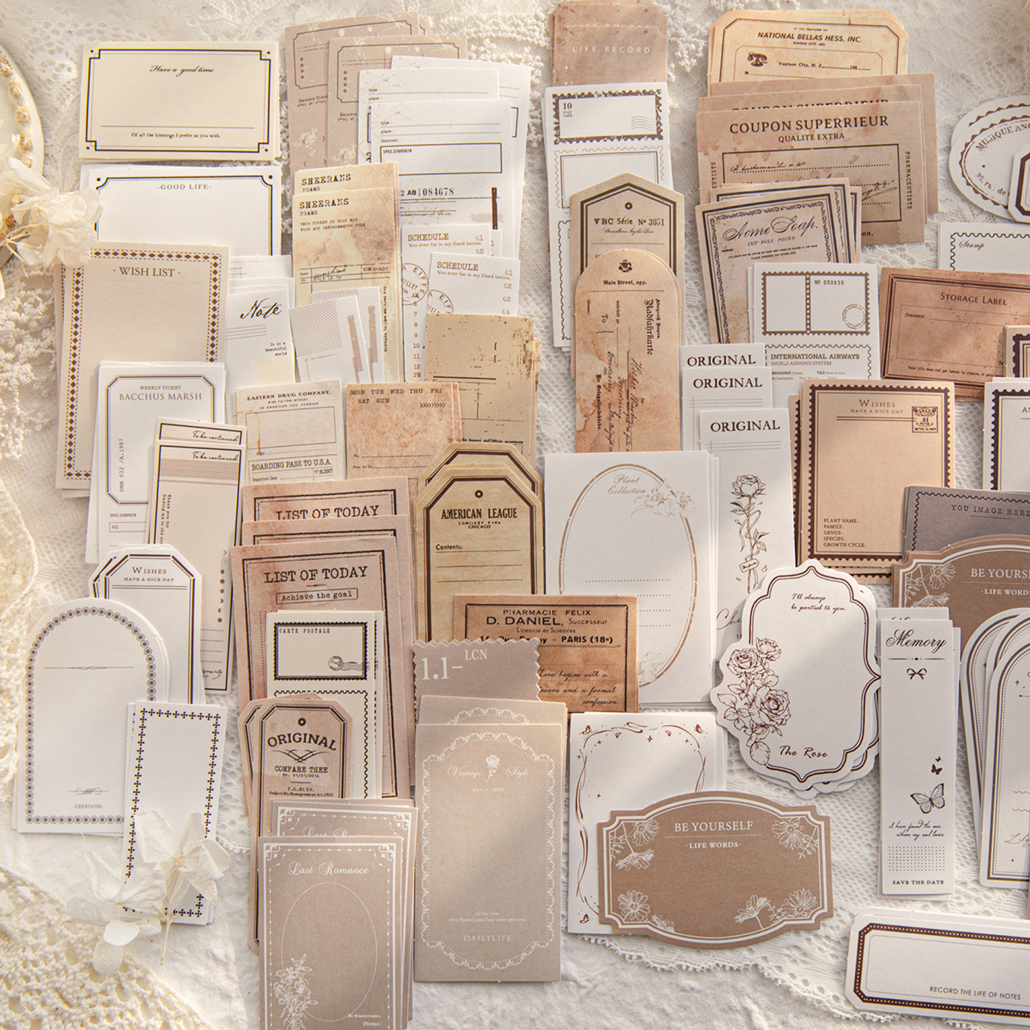 "Vintage Border Matchbox Memo Stickers 6-piece set with retro floral designs for bullet journaling"