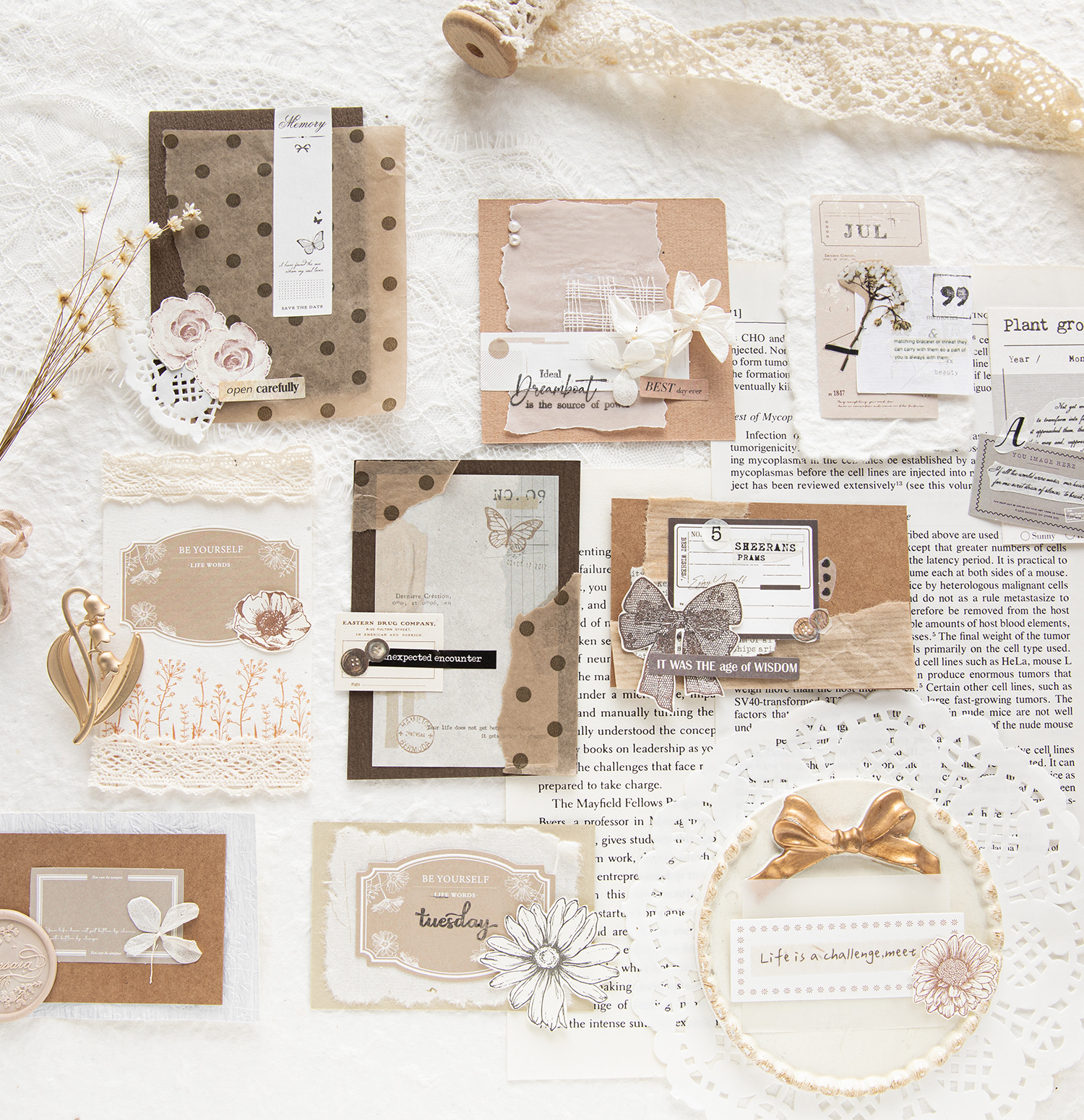 "Complete set of 6 vintage border matchbox memo stickers for scrapbooking and journaling"