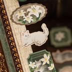 Vintage botanical cat sticker collection - multiple designs