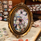 Assorted vintage cat and floral stickers for junk journaling