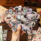 Vintage botanical cat stickers - floral feline designs, 2 sheets