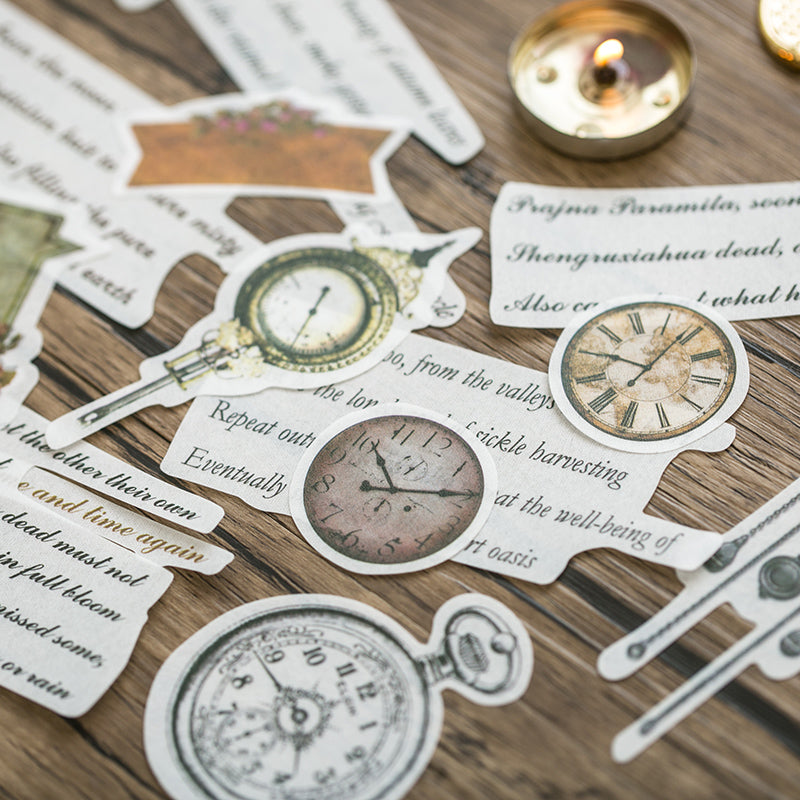 Vintage botanical washi stickers applied to journal page for decoration