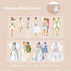 Vintage bridal gown washi sticker - romantic scrapbook sticker for aesthetic journaling