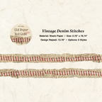 Vintage denim stitches washi tape with tearable edges