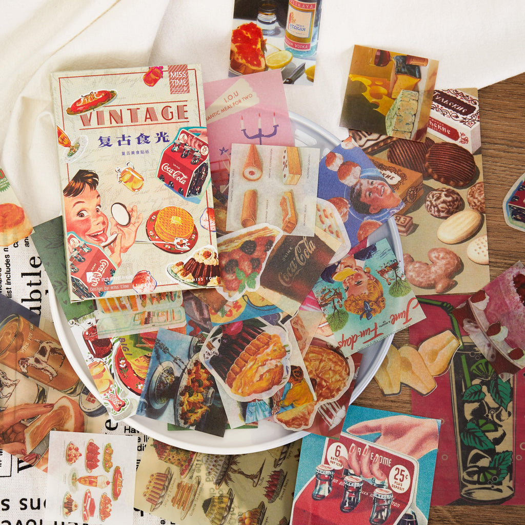 Vintage Food Light design - French cafe themed washi stickers