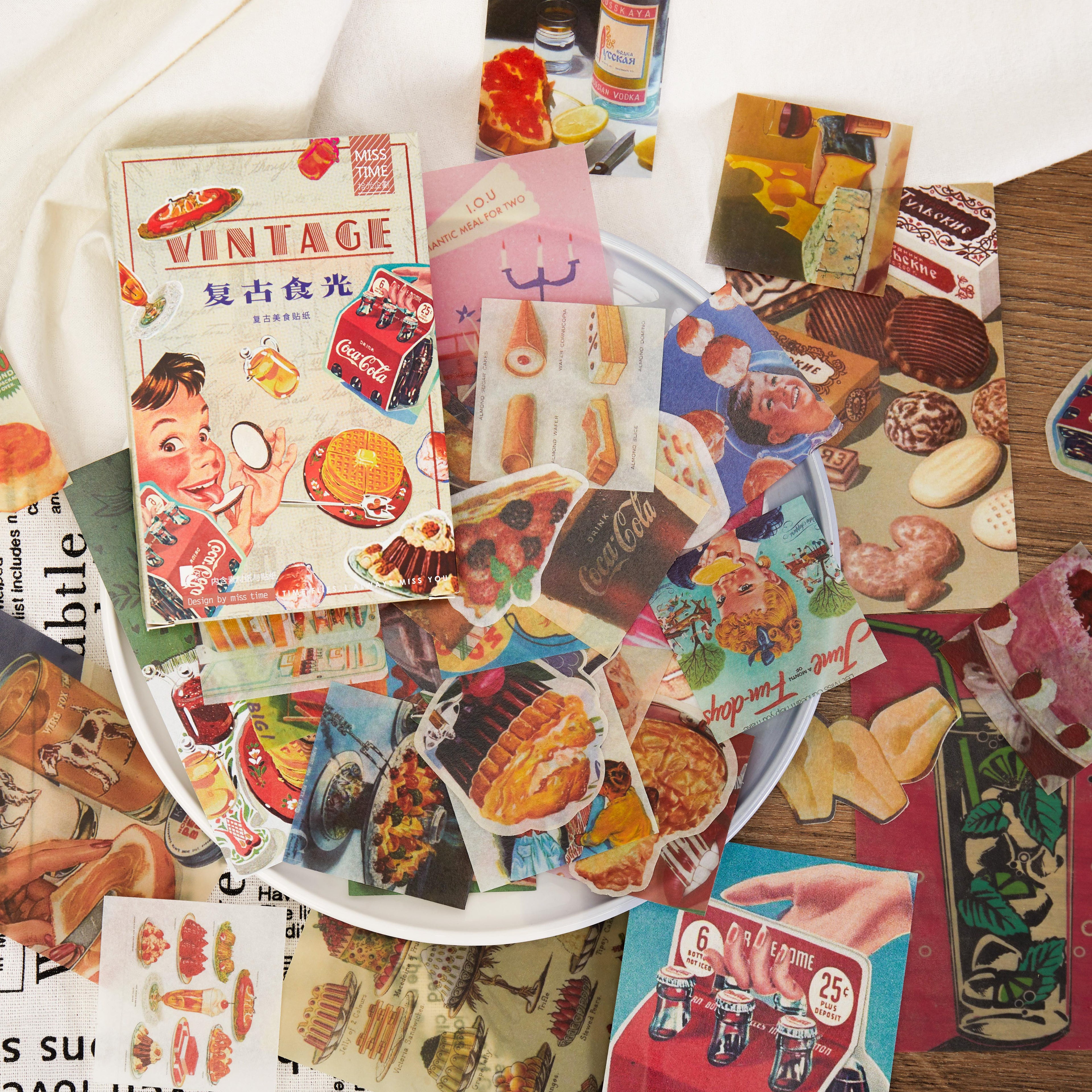 Vintage Food Light design - French cafe themed washi stickers