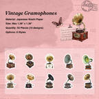 Vintage gramophones and record players sticker roll