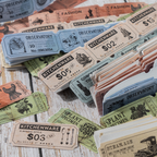 Vintage luck tickets die-cut paper tape with 8 retro ticket designs for journaling