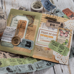 Vintage ticket die-cut paper tape collection displaying all 8 retro designs