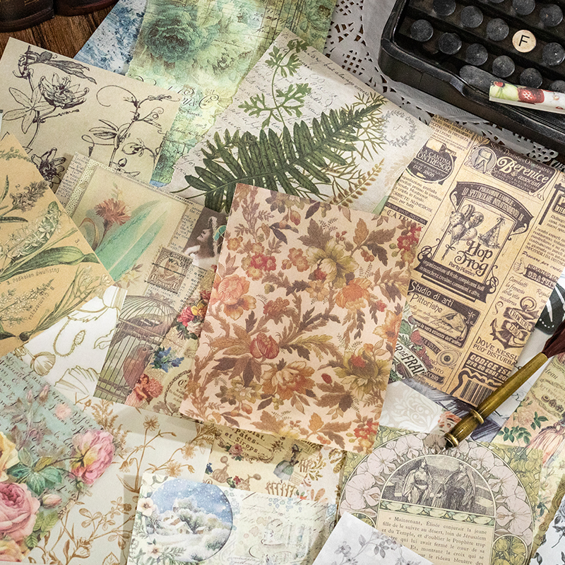 Vintage Scrapbook Paper Pack — 60 Sheets, 4 Themes