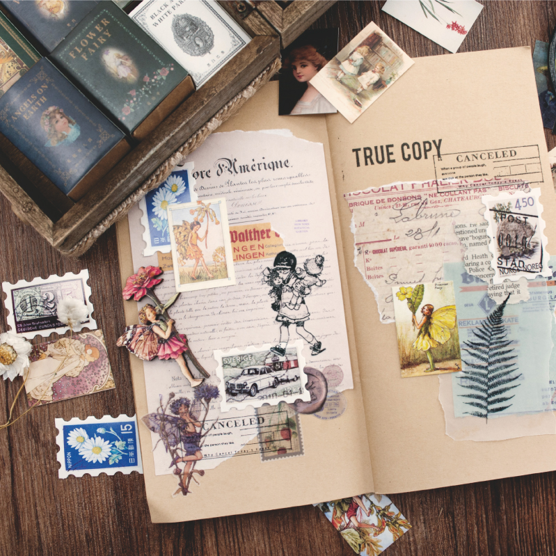 Vintage mini card collection layout displaying 10 different artistic design themes