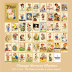 Vintage nursery rhymes cute nostalgic children illustration sticker book