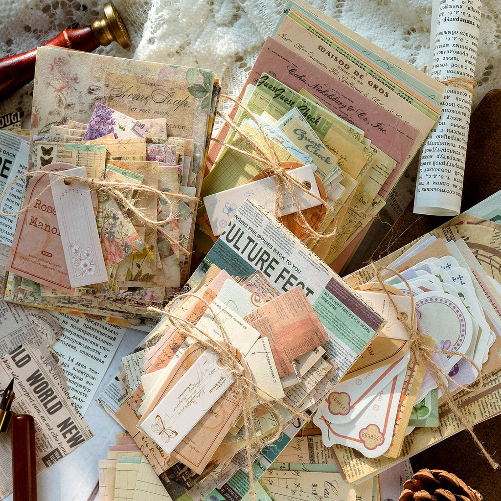 Vintage paper ephemera pack - 100 piece nostalgic memory collection for junk journaling