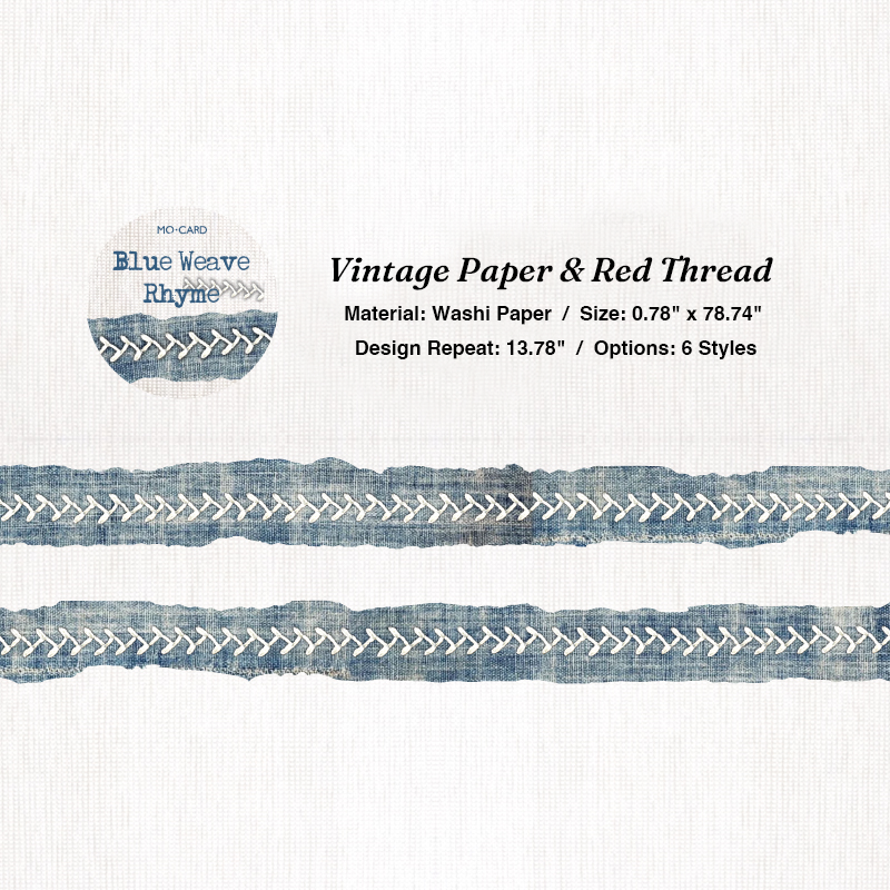 Vintage paper and red thread aesthetic sewing tape