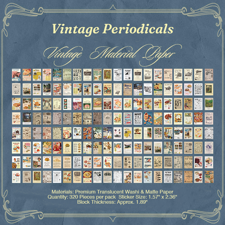Vintage periodicals retro magazine ephemera stickers for collage art