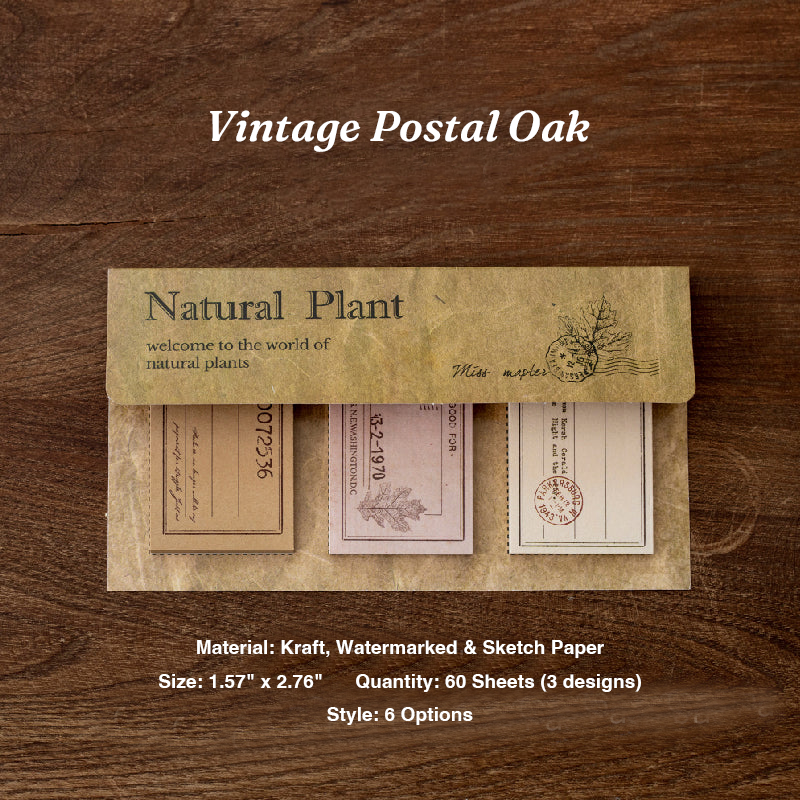 Retro oak leaf and postal stamp vintage memo pad