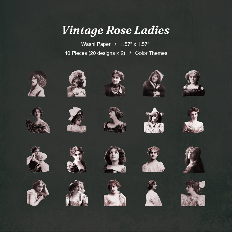 Vintage rose ladies blush pink portrait scrapbooking stickers